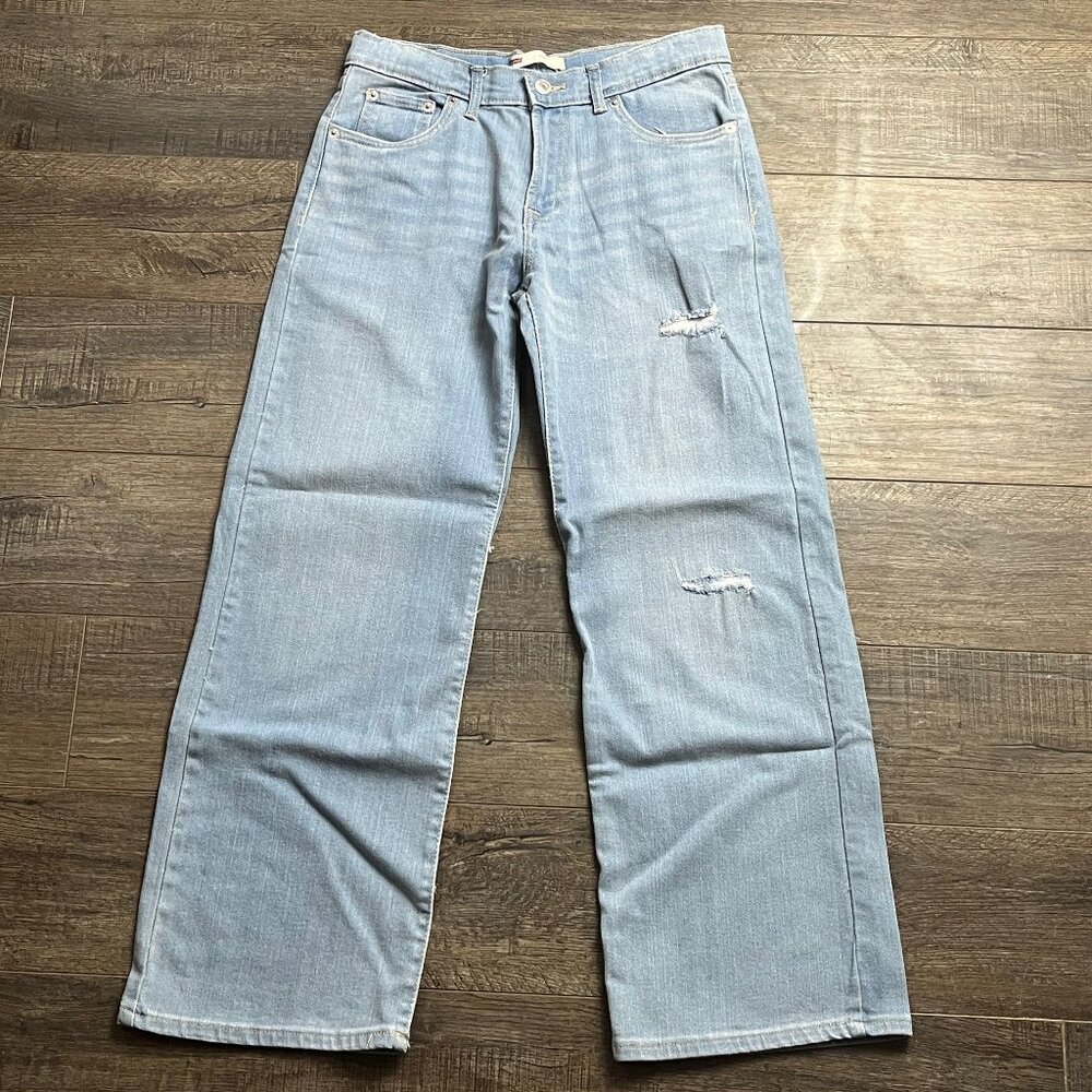 LEVI'S Baggy Distressed Blue Jeans Pants Denim ((size 14R))